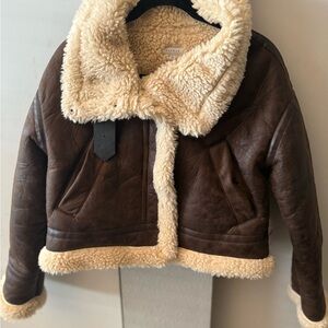 NWT Brown Shearling Bomber Jacket